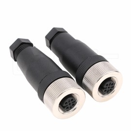 Eonvic - Conector de sensor industrial M12 de 5 pines hembra de código A, conector de aviación circular, 60 V, 4 A, impermeable, recto, 12 mm, adaptador de cable