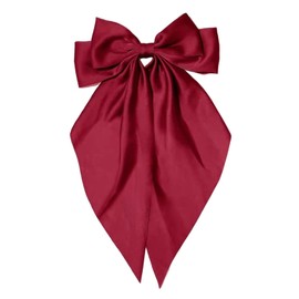 Hair Bows for Women Royal Blue Clips Large Satin Ribbon Bow Accessories Silk Big Hairs Bow for Girls Cute Christmas Long Hair Bows for Girls Hair Clip (Burgundy)