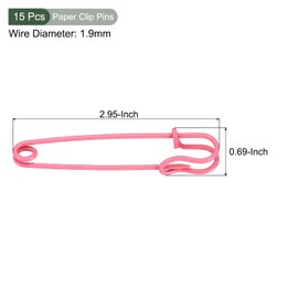 YOKIVE 15 Pcs Safety Pins, Large Metal Sewing Pins | Craft Making, Great for Clothing, Knitting, Sewing (Pink, 2.95-Inch)