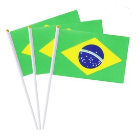 Brazil Flag Brazilian Small Stick Mini Hand Held Flags Decorations 1 Dozen (12 pack)