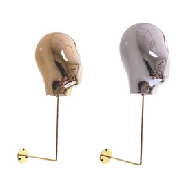 Milageto Wall Mounted Mannequin Head Hanging Stand, Multipurpose Hat Holder Hat Rack for Cap Hairpieces Glasses Headphone Headband, gold