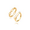 Aobei Pearl 18K Gold Stackable Ring Set Mother of Pearl