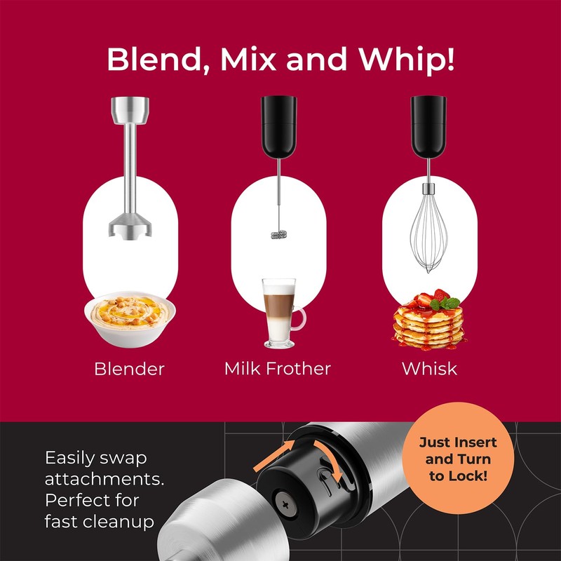 MuellerLiving Ultra-Stick Immersion Hand Blender, 500W Heavy Duty Motor, 8-Speed