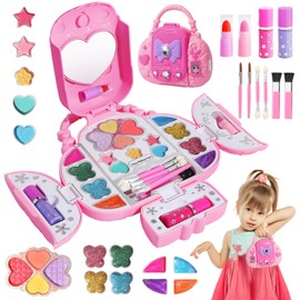 Topsolid Kids Makeup Kit With Mirror - Real Washable Makeup Set for Girls 5-8, Princess Toys Cosmetic Set, Christmas & Birthday Gifts for 3-8 Year Old Girls