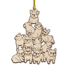 French Bulldog Wooden Ornament - Adorable Frenchie Stack Christmas Tree Decoration for Dog Lovers - French Bulldog Christmas Tree Hanging Ornaments (Christmas Tree)