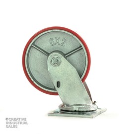 6"x2" Swivel Casters Heavy Duty Polyurethane Wheel on Steel Hub Supports 4,800 lbs, 1,200 lb Each Wheel, Set of (4), Perfect for Tool Box, Furniture, Musician Instrument Cases