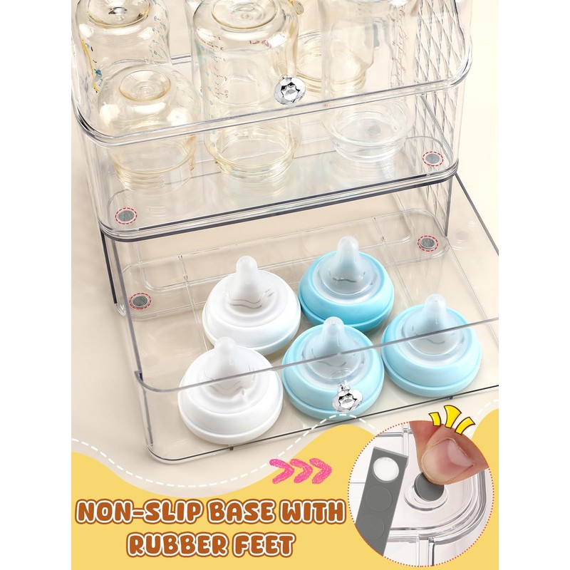 Flip-top Baby Bottle Organizer for 6 to 8 Bottles -