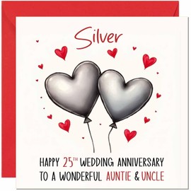 Silver Anniversary Card for Wife - 25th Wedding Anniversary Cards for Wife from Husband Cute Anniversaries Greeting Cards