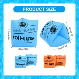 Gukasxi 4 Pack Inflatable Swimming Armbands for Kids and Adults, Inflatable Swim Floater Sleeves Swim Arm Bands Floatie Sleeves Float Roll Up Sleeves for Children Adult Learning Swimming (Blue orange)