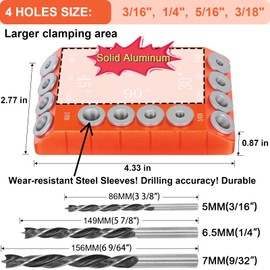 Steel DN Mate Aluminum Drill Guide, 30 45 90 Degree Angle 4 Sizes for Cable Railing Lag Screw Wood Post, Drill Hole Guide Jig for Angled/Straight Holes for Deck Cable Stair Handrail DG12