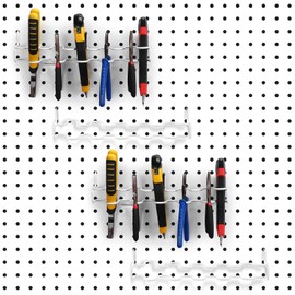 Hanaive 4 Pieces Pegboard Pliers Holder, Holds 11 Plier Per Rack, Steel Pegboard Hooks Pliers Peg Board Organizer Accessories Organizer for Workbench Garage Tool Shed Craft Room(White)