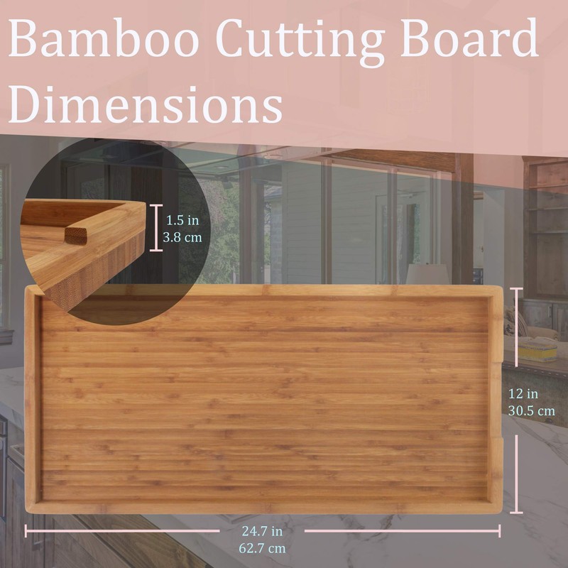 BambooMN Bamboo Range Burner Cover Cutting Board, New Vertical Cut,