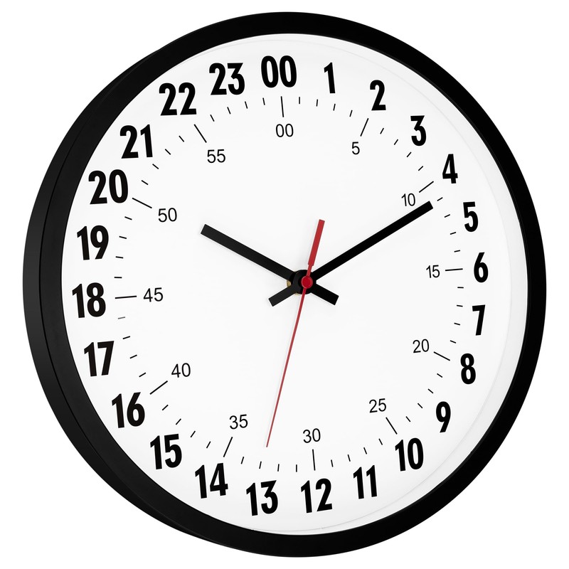 Foxtop 24 Hour Wall Clock Battery Operated Round Analog Wall