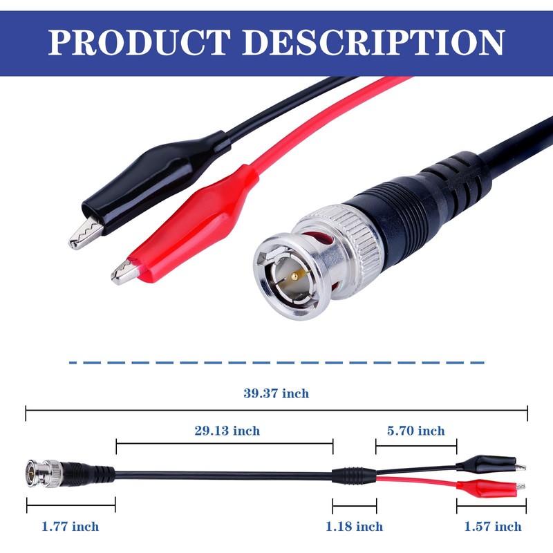 Pack of 2 BNC Q9 to Double Alligator Clip Test