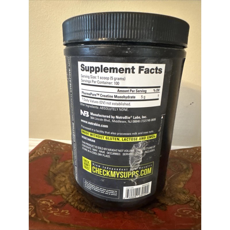 NutraBio Labs, Creatine Monohydrate, 1.1 lb (500 g), Pure Grade