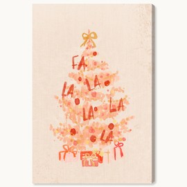 Wynwood Studio Holiday and Seasonal Modern Wrapped Canvas Art - Orange Christmas Tree, Wall Art for Living Room, Bedroom, and Bathroom, 20" x 30", Orange and Brown Home Decor