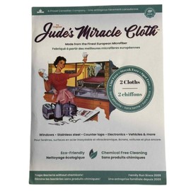 Jude's Miracle Cloth Microfiber Cleaning Cloth 4 Pack for Windows Mirrors Crystal Eye Glasses TV Computer Screen Countertops Cars & Boats Chemical Free (2 White 2 Blue)