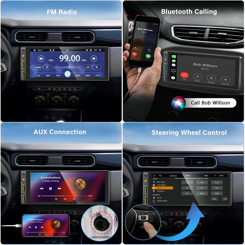 REAKOSOUND 6.9" Single Din Car Stereo with Apple CarPlay &