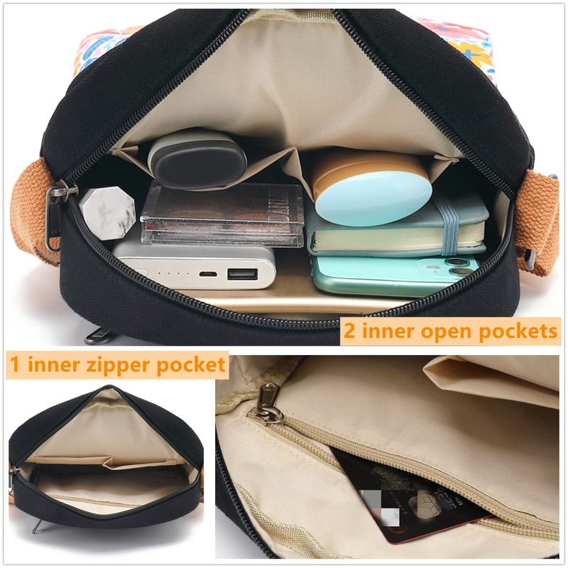 Leaper Canvas Messenger Bag Crossbody Purse Set for Girls Floral