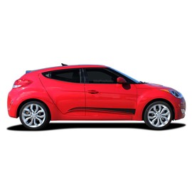 Original Strike : Compatible with 2011-2018 Hyundai Veloster Vinyl Graphics Side Body Door Decals Stripes (Fits as Shown) (131 Satin Gold Metallic – Wet Install)
