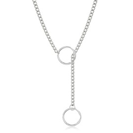 Heart Slip Chain Necklace Choker Necklace for Women Punk Cuban Slip Chain Choker Adjustable Lariat Necklaces Long Y-Necklaces Gifts for Women