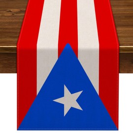 Nepnuser Puerto Rican Table Runner for Puerto Rico Themed Party Decoration Home Kitchen Dining Room Dinner Linen Table Decor (13" x 72")