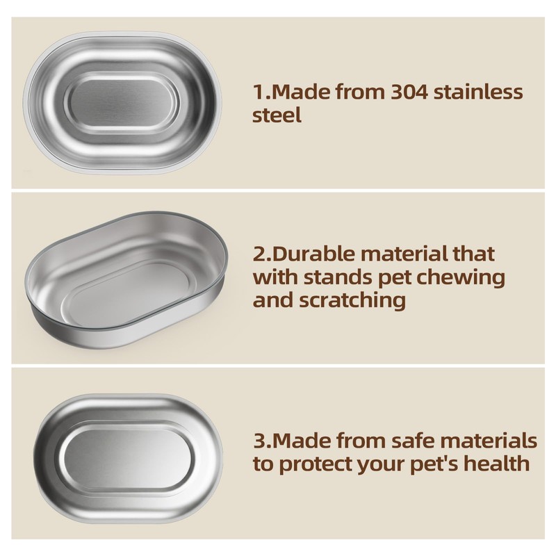 2 Bowls Stainless Steel Bowl Set for Automatic Microchip Pet