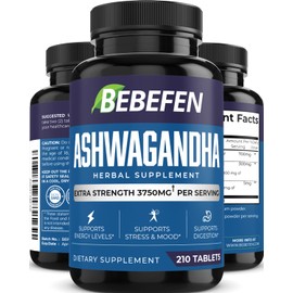Ashwagandha | 210 Tablets | 3750 mg | Ashwagandha Powder & Extract, Black Pepper | Advanced Formula for Supports Strength and Mood