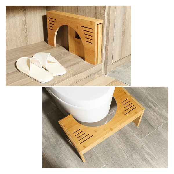 GDRASUYA10 Bamboo Adjustable Toilet Stool, 7-9 Inches Bamboo Potty Stool,
