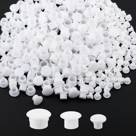 300Pcs 3 Size Plastic Hole Plugs White Assorted 5/8/10 mm Round Hole Cover,Push-in Type Hole Fix Caps for Hidden Screws,Flush Type Hole Plugs Snap in Locking for Kitchen Cabinet Cupboard Shelves