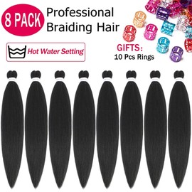 Alrence Pre Stretched Braiding Hair Long Braid 26 Inch 8 Packs Professional Braiding Hair Extensions Synthetic Crochet Twist Braids (26 Inch, 2#)
