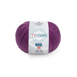Troyarn Wool 125 (2- Skeins Pack) 100% Superwash Merino Fine Wool Light Worsted Weight #3 Soft Knitting and Crochet Yarn for Crocheting and Knitting (2 x 1.76 oz) / (2 x 125 Yds) (10924 - Lilac)