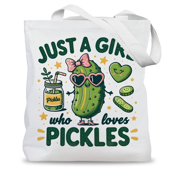 LADOCK Funny Pickle Tote Bag, Pickle Lover Gifts Canvas Tote