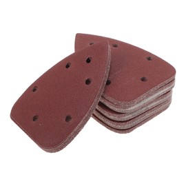 A ABSOPRO Mouse Sander Sandpaper Mouse Hook and Loop Sander Pads 5.51Inch x 3.86Inch Red 50 Pcs P100 Triangular Backed with Velvet
