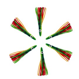 6" Tuna Clone Lures, 6 Pcs Mexican Flag Unrigged, for Offshore Saltwater Trolling, Includes Skirted Bodies, Ideal for Tuna, Mahi, Wahoo & Multi-Species Game Fishing