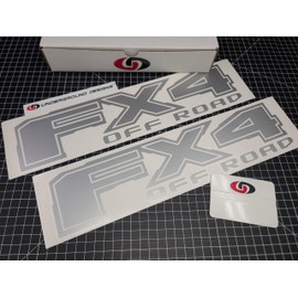FX4 Decals (2-Pack) Off Road 4x4 Truck Bedside Fender Stickers Fits F150 F250 F350 (Metallic Silver, S1 - FX4 Off Road)
