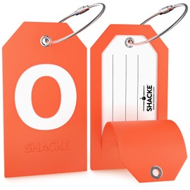 Shacke Initial Luggage Tag with Full Privacy Cover and Stainless Steel Loop – (Letter O)