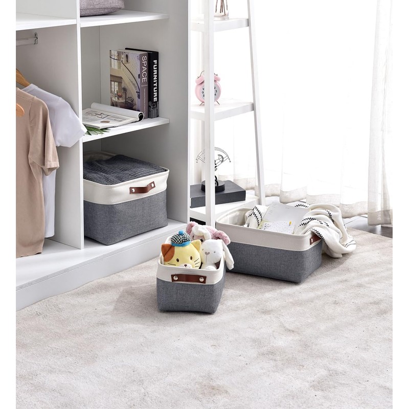 MANGATA Small Fabric Storage Basket, Organiser Box for Home, Bedroom,