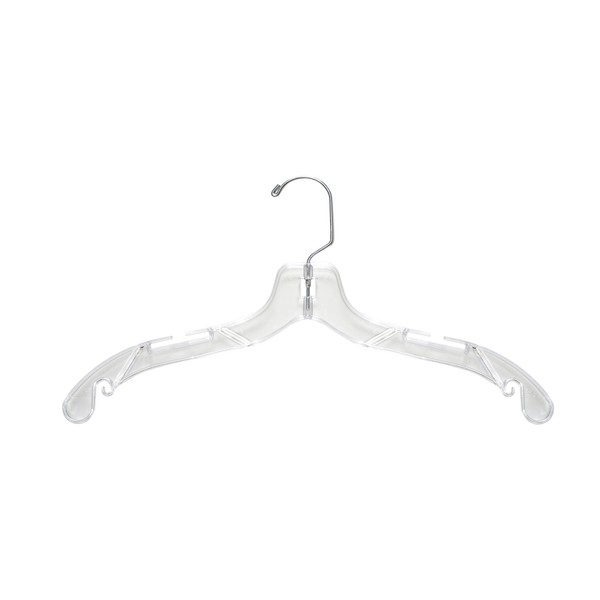 NAHANCO 500 Plastic Shirt/Dress Hanger with Swivel Chrome Hook, Heavy Weight, 17", Clear (Pack of 100)