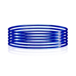 SILVERLINE JEWELRY Stainless Steel Classical Round Simple Plain Circle High Polished Bangle Bracelet for Women, Set of 6 Blue SMALL 2.5in