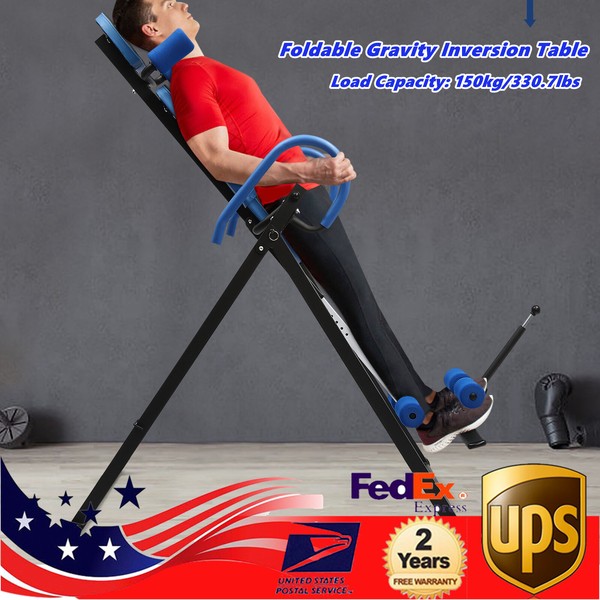 Gravity Inversion Table Foldable Stretcher Inverter Machine Gym Fitness 330LBS
