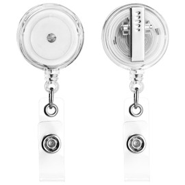 2 Pack Badge Reels Retractable with Swivel Alligator Clip Retractable Badge Holder Reel Clips for Teachers, Students, Office Workers (Translucent Clear)