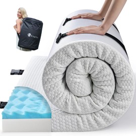 KingChii CertiPUR-US Memory Foam Camping Mattress, Portable Roll Up Travel Car Camping Mattress Sleeping Pad & Floor Mattress, Cot Mattress Guest Bed for Sleepover (Twin-XL/80 * 38 * 3 inch)