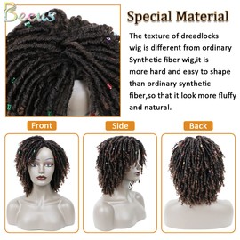 Afro Wigs for Women Dreadlocks Wigs Black Brown Mixed Synthetic Hair Curly with Wigs for Black Women (12.5 Inch Brown 1B/30#)