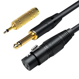 jindaaudio XLR Cable 15ft/5m, Female XLR to 1/4 (6.35mm) TS mono with 1/8 (3.5mm) adapter, XLR Microphone Cable Jack unBalanced Signal Interconnect