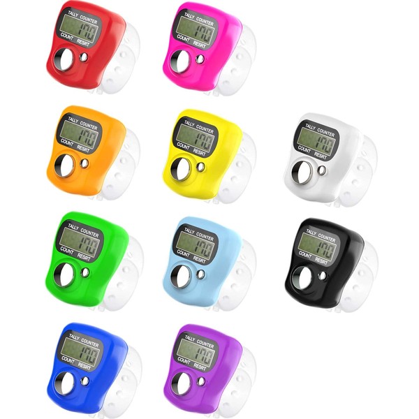 KTRIO Pack of 10 Colors Electronic Finger Counter, Mini LCD