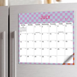 Aesthetic 2025-2026 Magnetic Calendar for Refrigerator, Fridge Calendar Magnet Runs Until December 2026, 18 Monthly Refrigerator Calendars with Checkered Design for Easy Organizing