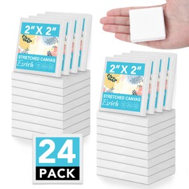 ESRICH ESRICH Mini Stretched Canvas 24Pack 2x2inch, 2/5'Profile Art Primed Canvases for Painting, Cotton Small Professional Stretched Canvas for Kids and Art Supplies.