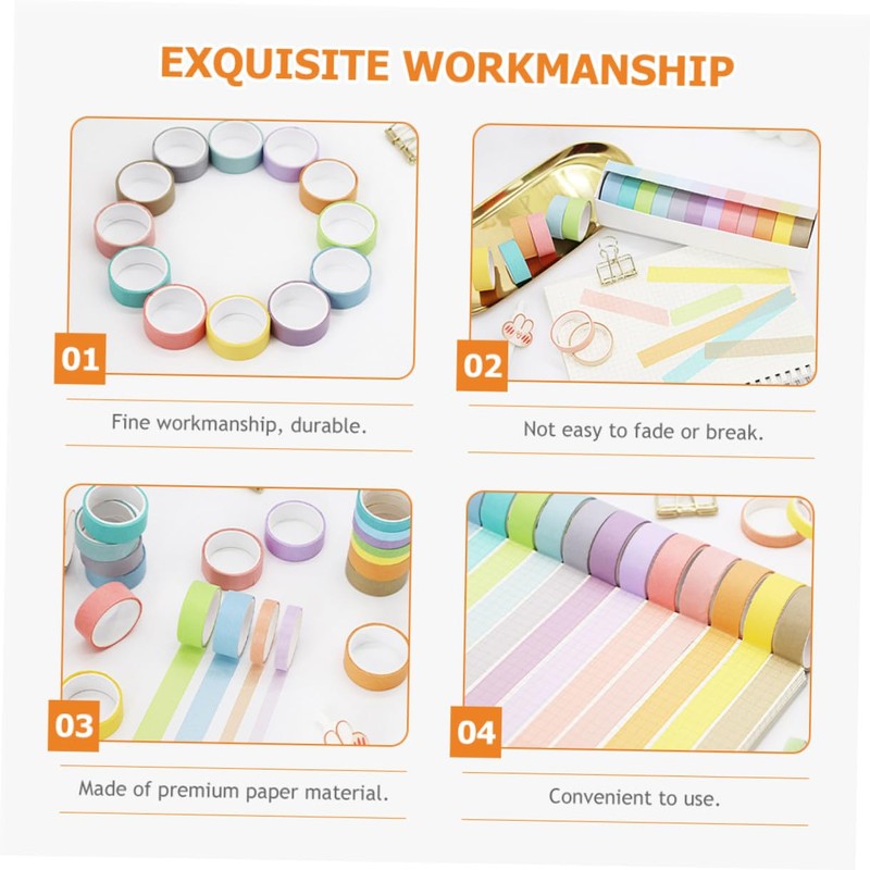 TEHAUX Set de 12 Rollos de Cinta Washi de 15
