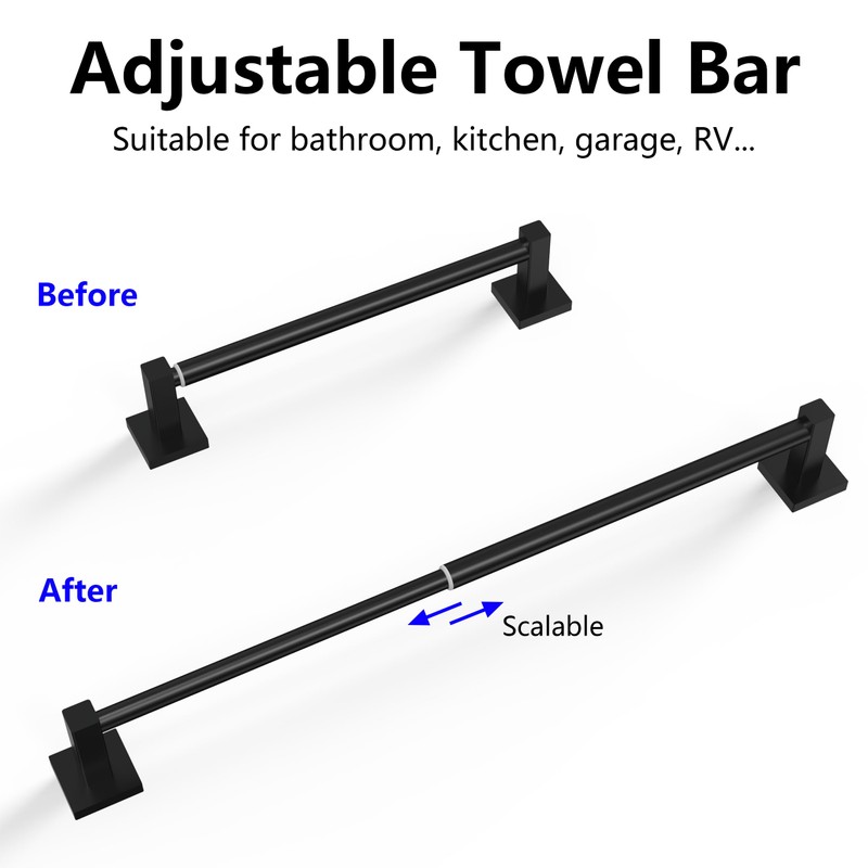 MIROAMZ Towel Bar, Adjustable 12.7inch to 23.2inch Wall Mounted Towel